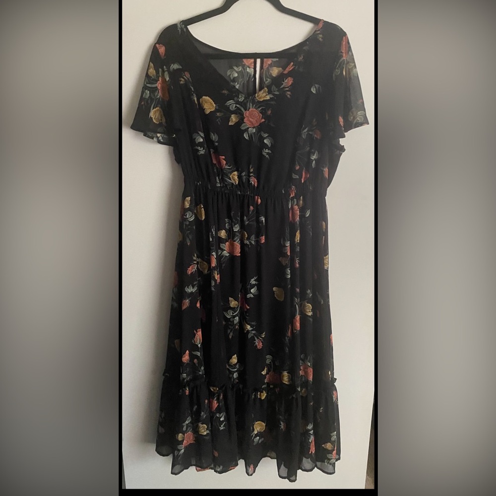 Torrid Black dress with Floral Accents